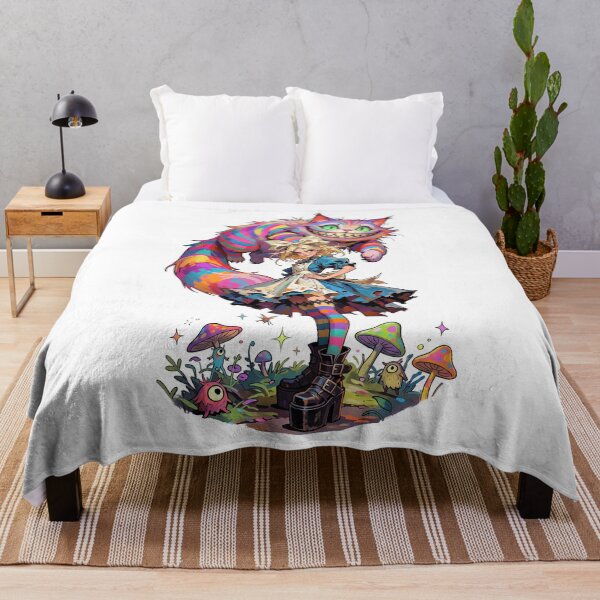 Item preview, Psychedelic Wonderland-Alt Alice & Rainbow Cheshire Cat Graphic Artwork designed and sold by HexOne.