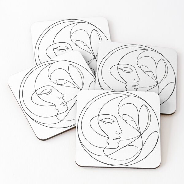 Item preview, Abstract Line Art Face Moon Minimalist Aesthetic Illustration designed and sold by poell7072.