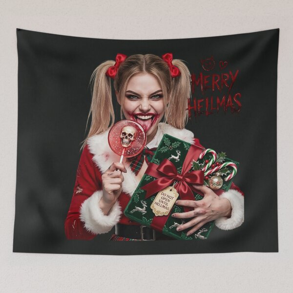Item preview, Merry Hellmas Pigtails Gift Santa Girl designed and sold by Voodoo Store Paranormal Collections.