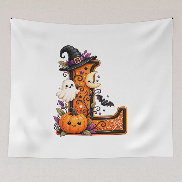 Item preview, Cute Halloween Letter L Ghost Pumpkin Witch Hat designed and sold by TiaraHans.