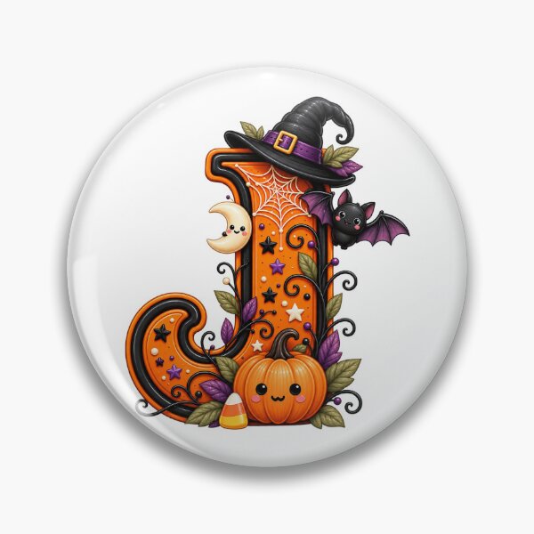 Item preview, Cute Halloween Letter J Witch Hat Pumpkin Bat designed and sold by TiaraHans.