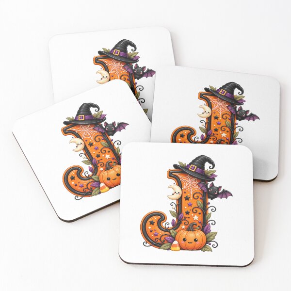Item preview, Cute Halloween Letter J Witch Hat Pumpkin Bat designed and sold by TiaraHans.