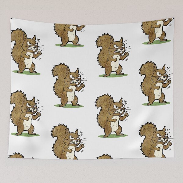 Item preview, Angry Squirrel with Raised Fist, Retro Cartoon Feral Squirrel Vintage Distressed Illustration designed and sold by Luminari Creations.