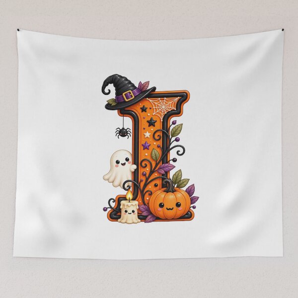Item preview, Cute Halloween Letter I Ghost Pumpkin Witch Hat designed and sold by TiaraHans.