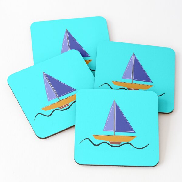 Item preview, Aegean Sailboat — Blue Sails on Turquoise Water designed and sold by Cobalt & Stone Art.