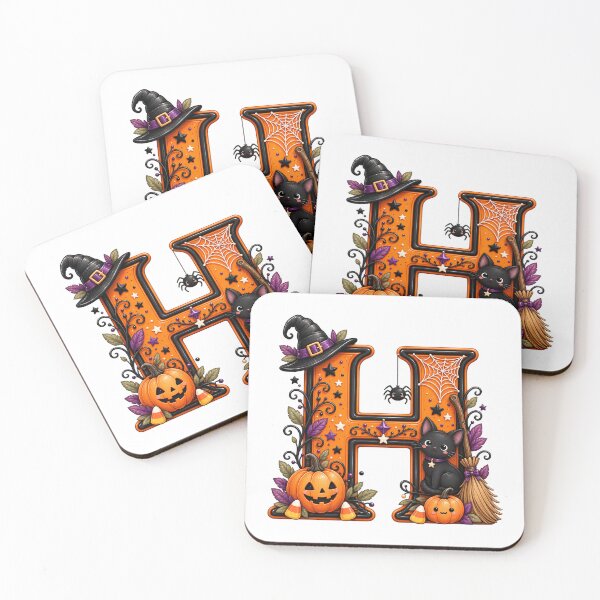 Item preview, Cute Halloween Letter H Black Cat Witch Pumpkin designed and sold by TiaraHans.
