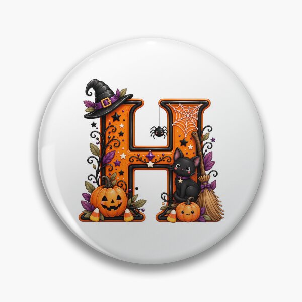 Item preview, Cute Halloween Letter H Black Cat Witch Pumpkin designed and sold by TiaraHans.