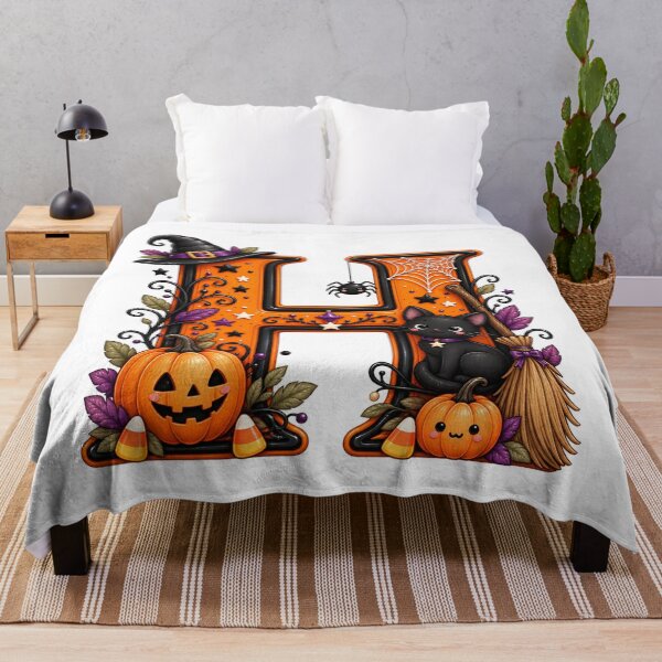 Item preview, Cute Halloween Letter H Black Cat Witch Pumpkin designed and sold by TiaraHans.
