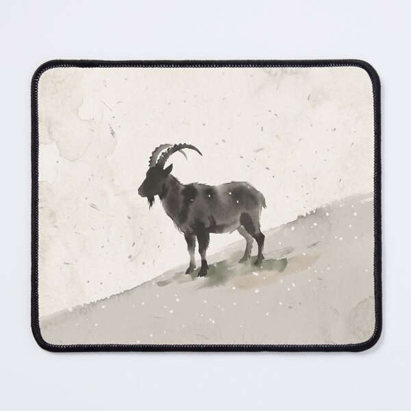 Item preview, Year of the Goat Mountain Goat in Falling Snow Japandi Ink Art Winter Lunar New Year designed and sold by WabiSabiEssence.