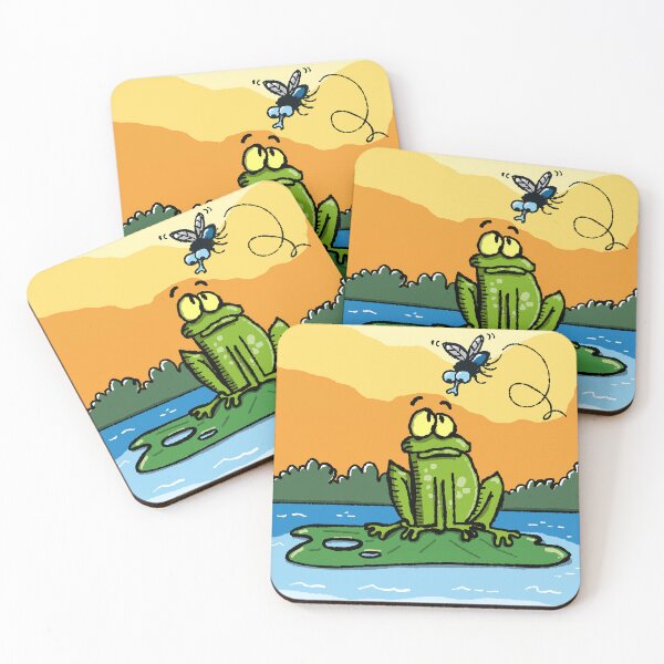 Item preview, Green Frog Lily Pad Dragonfly Sunset designed and sold by BuyIfYouCan2022.