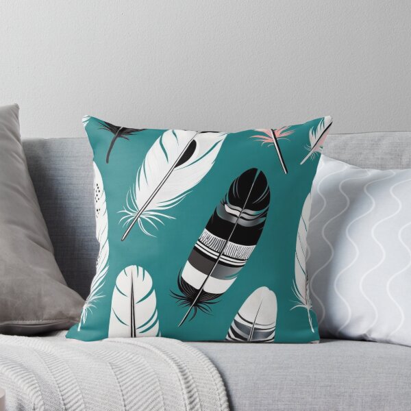 Item preview, Teal Boho Feathers Pattern iPhone Case – Black White Spotted Bird Feathers Design designed and sold by FestivityFinds.