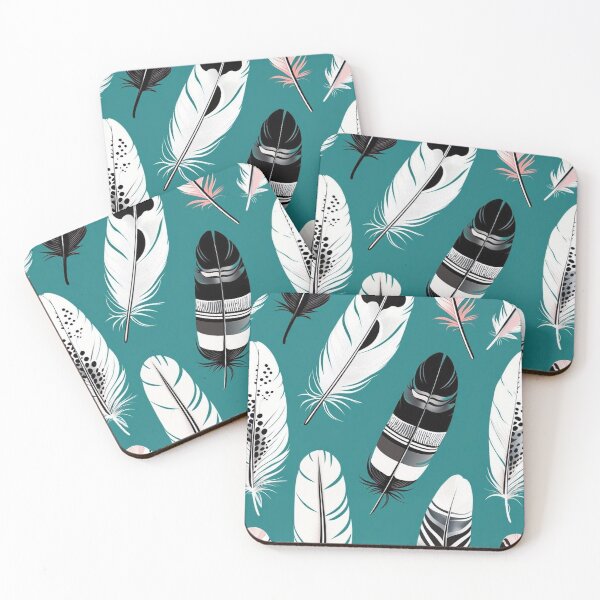 Item preview, Teal Boho Feathers Pattern iPhone Case – Black White Spotted Bird Feathers Design designed and sold by FestivityFinds.