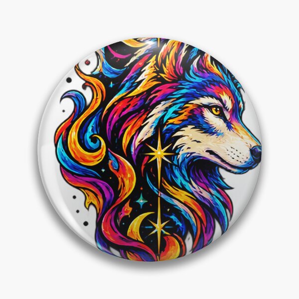 Item preview, Colorful Cosmic Wolf - Psychedelic Celestial Wild Spirit designed and sold by GussieGerman.