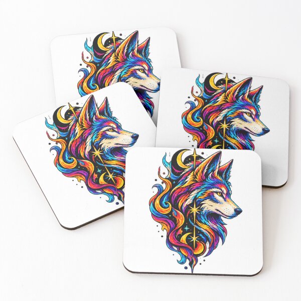 Item preview, Colorful Cosmic Wolf - Psychedelic Celestial Wild Spirit designed and sold by GussieGerman.