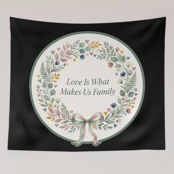 Item preview, Love Is What Makes Us Family Watercolor Floral Wreath designed and sold by TheCalmEdit.
