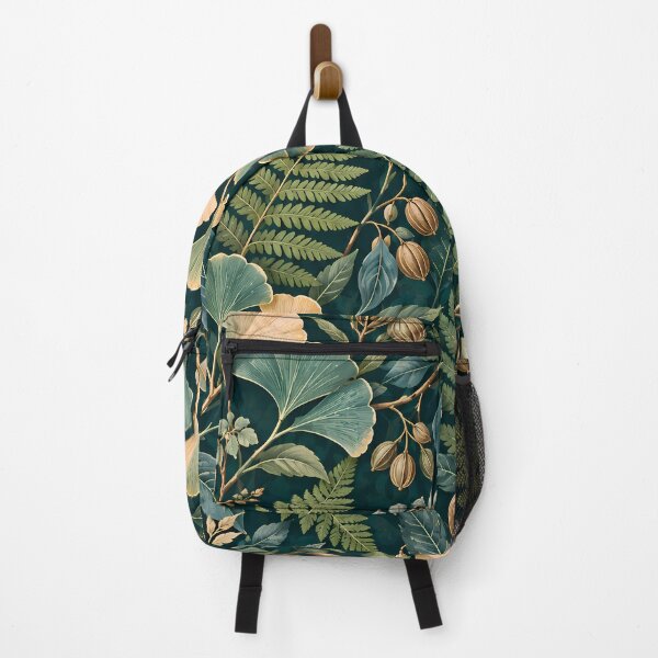 Item preview, Midnight Teal Ginkgo And Fern Botanical Art designed and sold by Ammar Studio.