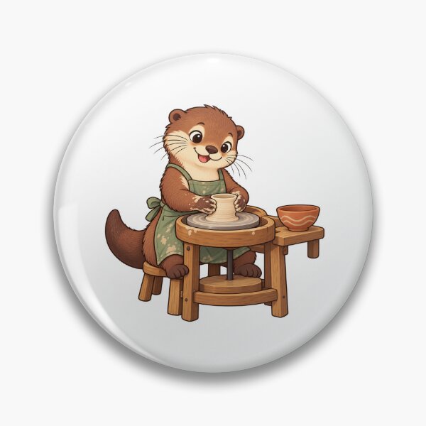 Item preview, Cute Otter Potter Shaping a Ceramic Cup designed and sold by MushroomHut.