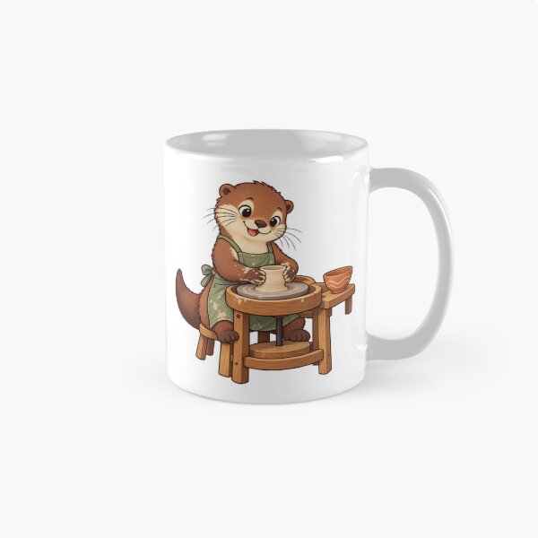 Item preview, Cute Otter Potter Shaping a Ceramic Cup designed and sold by MushroomHut.