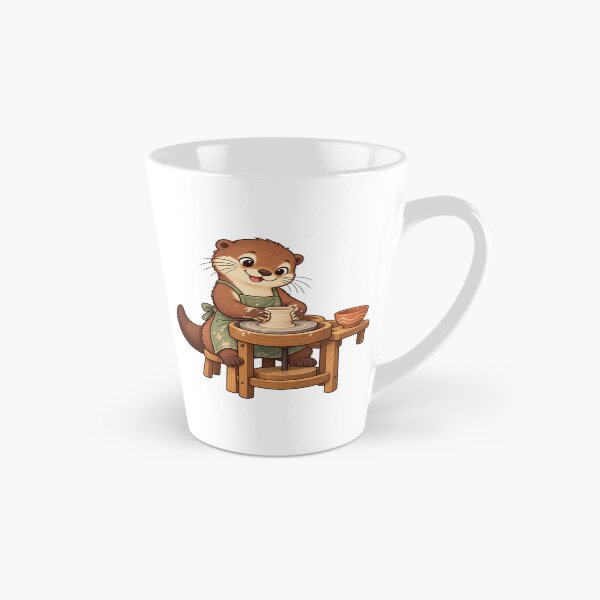Item preview, Cute Otter Potter Shaping a Ceramic Cup designed and sold by MushroomHut.