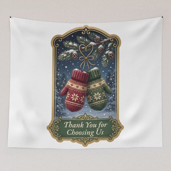 Item preview, Thank You For Choosing Us Vintage Christmas Mittens designed and sold by TheCalmEdit.