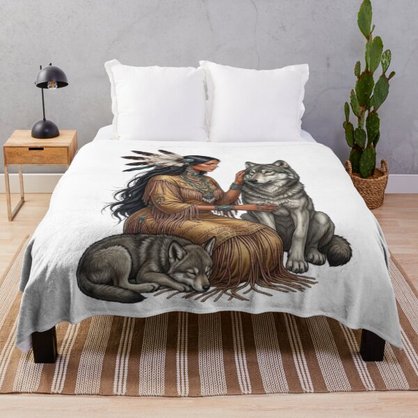 Item preview, The Beautiful Native American Woman and Her Protective Wolf designed and sold by CHRIST5000.