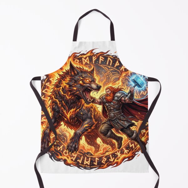 Aperçu de l'œuvre fenrir thor ragnarok valhalla mitologique nordique créée et vendue par Hephaestus's Forge.