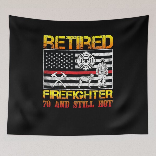 Item preview, Retired Firefighter 70th Birthday Thin Red Line Flag designed and sold by Basti09.