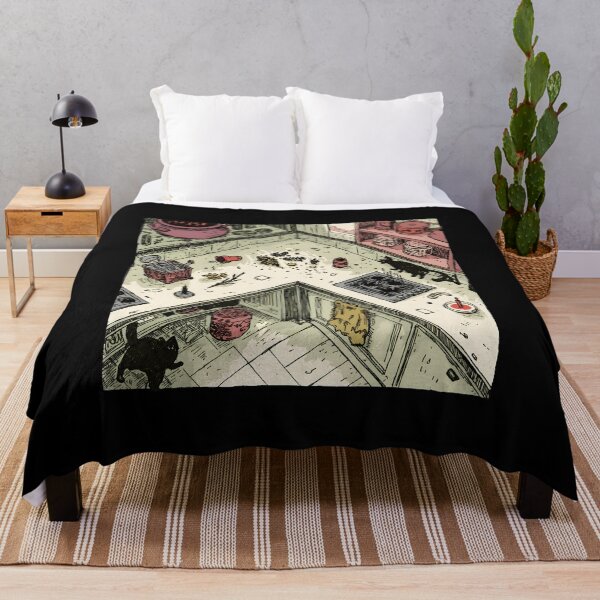 Item preview, Witch's Kitchen with Cats and Cauldron Illustration designed and sold by Dmo3HarkoArt.