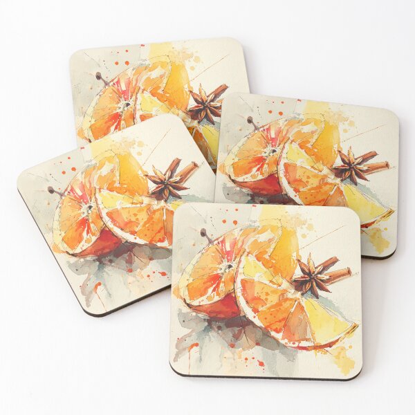 Item preview, Watercolor Orange Slices with Cinnamon and Star Anise designed and sold by solynneart.