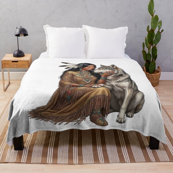 Item preview, The Beautiful Native American Woman and Her Protective Wolf designed and sold by CHRIST5000.