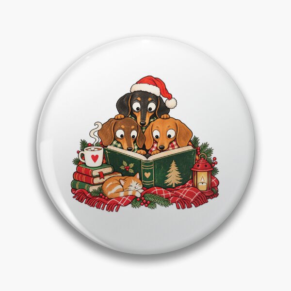 Item preview, Cozy Christmas Dachshunds Reading Together designed and sold by teesterra.
