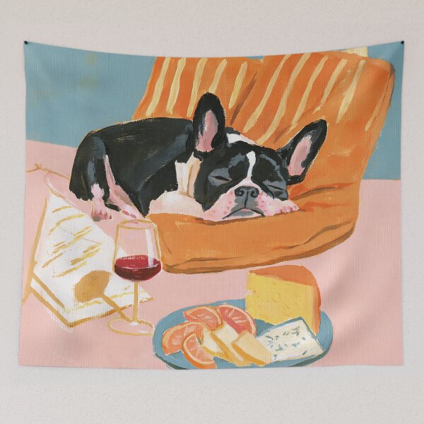 Item preview, French Bulldog's Cozy Wine & Cheese Afternoon designed and sold by junkydotcom.