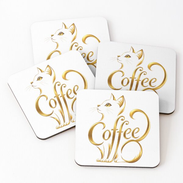 Item preview, Golden Coffee Cat – Typography Art Design designed and sold by Mona Artistry.