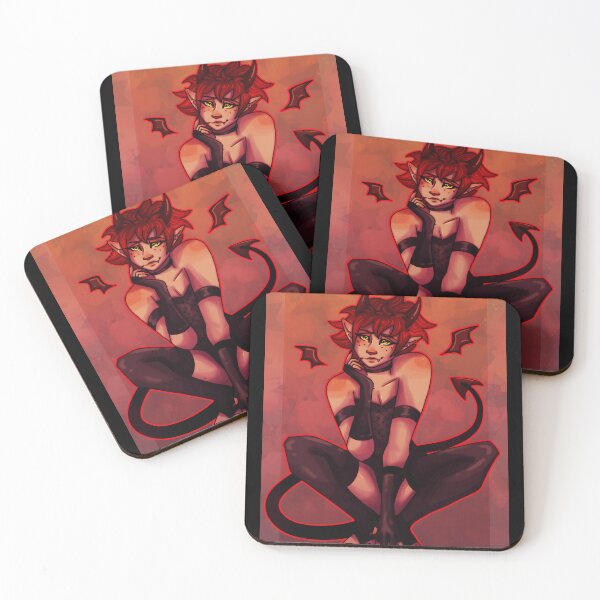 Item preview, Red-Haired Demon Character Illustration with Horns and Tail designed and sold by Baby-Care.