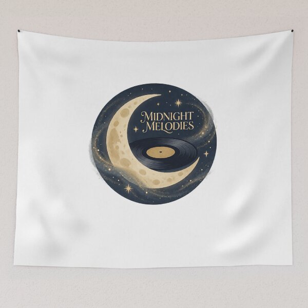 Item preview, Midnight Melodies Vintage Vinyl Record Moon Art — Celestial Music Lover Gift designed and sold by cannsuh.