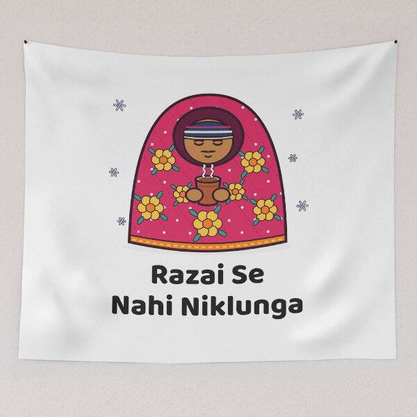 Item preview, Razai Se Nahi Niklunga - Funny Desi Winter Chai designed and sold by Chai & Chaos.