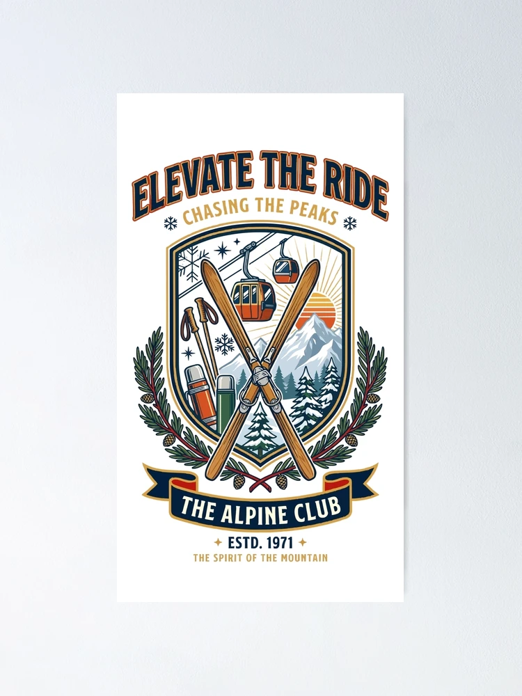Thumbnail 1 of 3, Poster, Retro skiing designed and sold by Remy490.