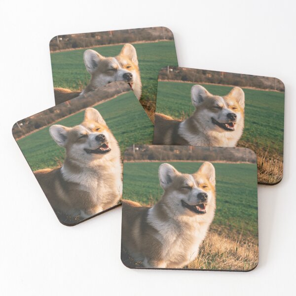 Item preview, Corgi Squinting Happy In Sunlit Countryside Field designed and sold by lakelatisha.