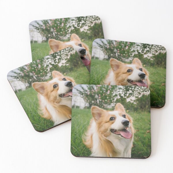 Item preview, Smiling Corgi Dog Standing On Green Lawn Outdoor designed and sold by lakelatisha.
