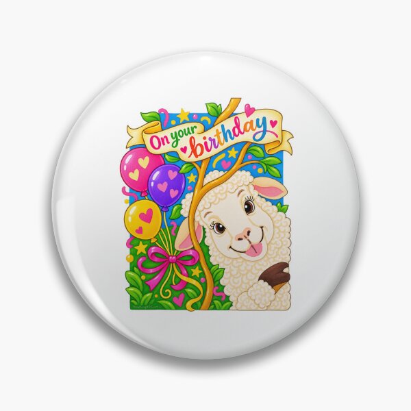 Item preview, Cute Sheep Birthday Celebration with Colourful Balloons designed and sold by newsuept25.art.