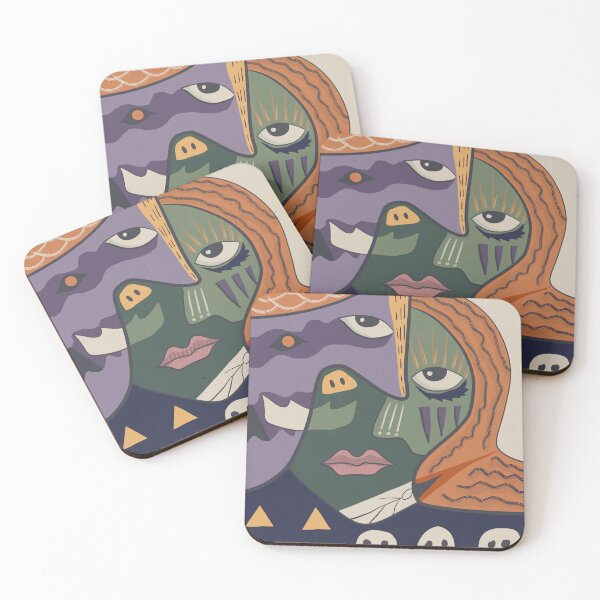 Item preview, Halloween Cubist Faces – Spooky Abstract Portrait Art designed and sold by aekritdeach.