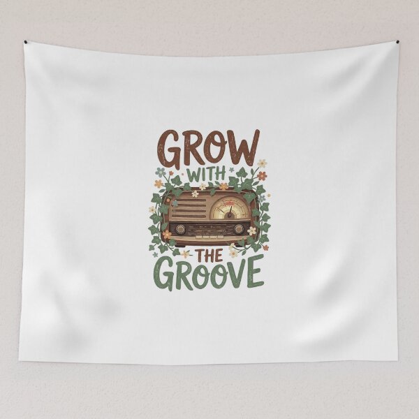 Item preview, Grow With The Groove Vintage Radio Art — Cottagecore Plant Music Lover Gift designed and sold by cannsuh.