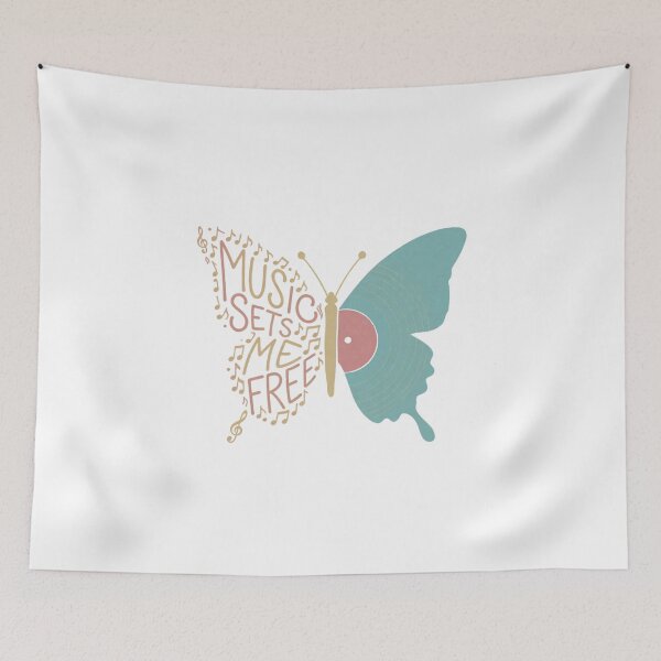 Item preview, Music Sets Me Free Butterfly Art — Vintage Vinyl Music Lover Gift designed and sold by cannsuh.