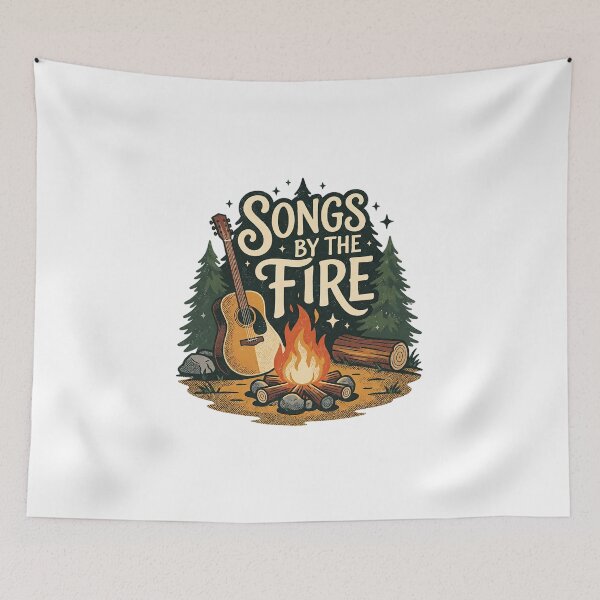Item preview, Songs By The Fire Acoustic Guitar Art — Vintage Camping & Music Lover Gift designed and sold by cannsuh.