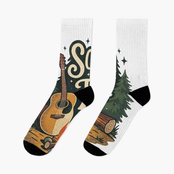 Item preview, Songs By The Fire Acoustic Guitar Art — Vintage Camping & Music Lover Gift designed and sold by cannsuh.