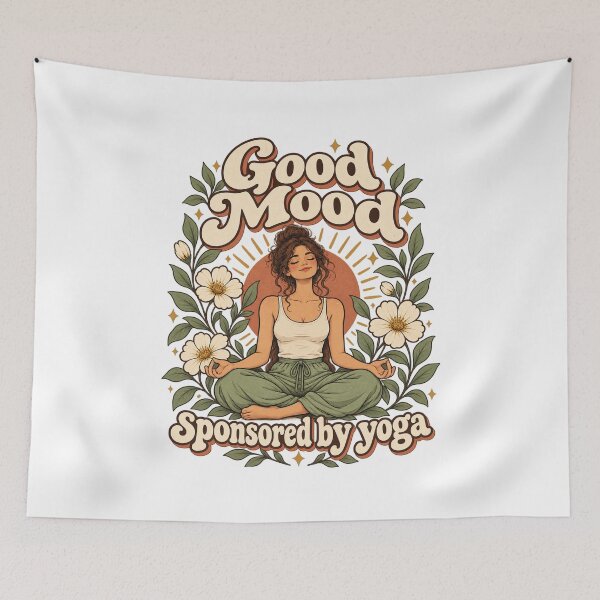 Item preview, Good Mood Sponsored by Yoga | Retro Botanical Art designed and sold by WartonnoArt.