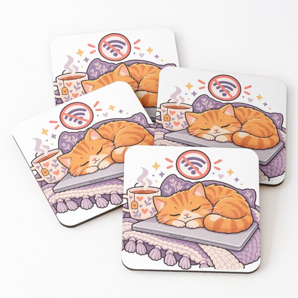Item preview, Sleepy Cat on Laptop Offline Mode Cozy Wi-Fi Off designed and sold by thetechnopath.