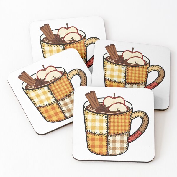 Item preview, Rustic Patchwork Spiced Apple Cider Mug Autumn Folk Art Design designed and sold by Luminari Creations.