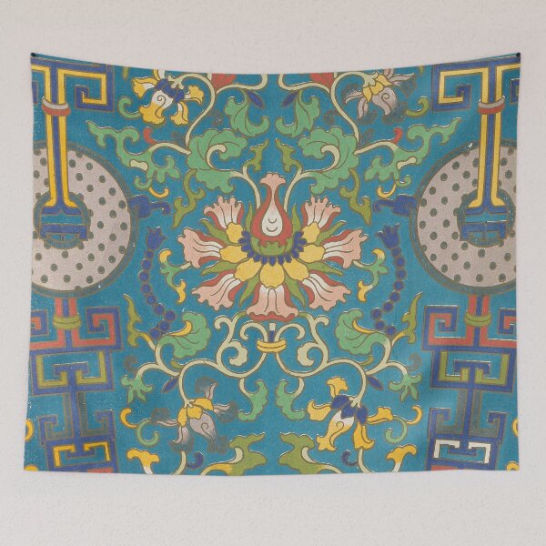 Item preview, Turquoise Lotus Geometric Ornament Pattern designed and sold by AuraMuse Studio.