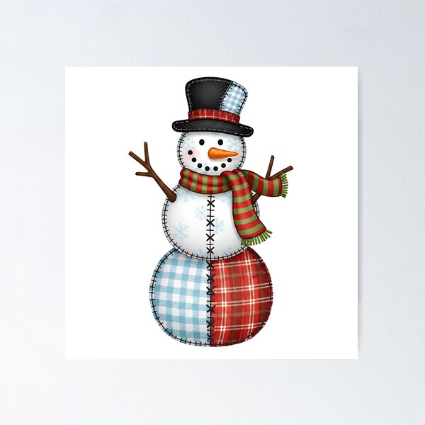 Item preview, Cozy Patchwork Snowman Winter Plaid Quilt Folk Art Design designed and sold by Luminari Creations.